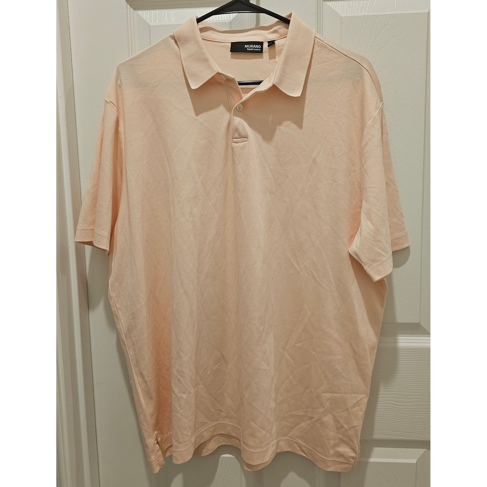 Murano Liquid Luxury Polo Shirt Mens XL Peachy Pink Short Sleeve Casual Top